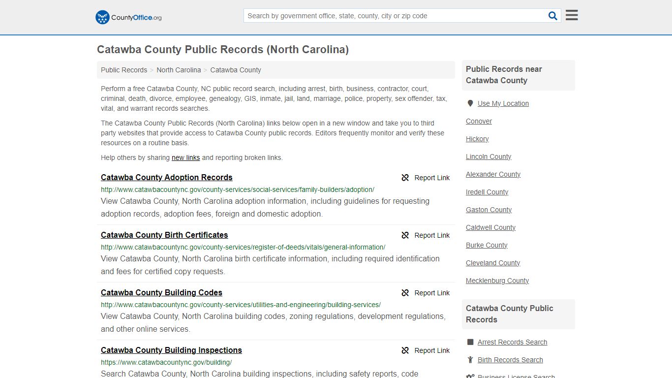 Catawba County Public Records (North Carolina) - County Office