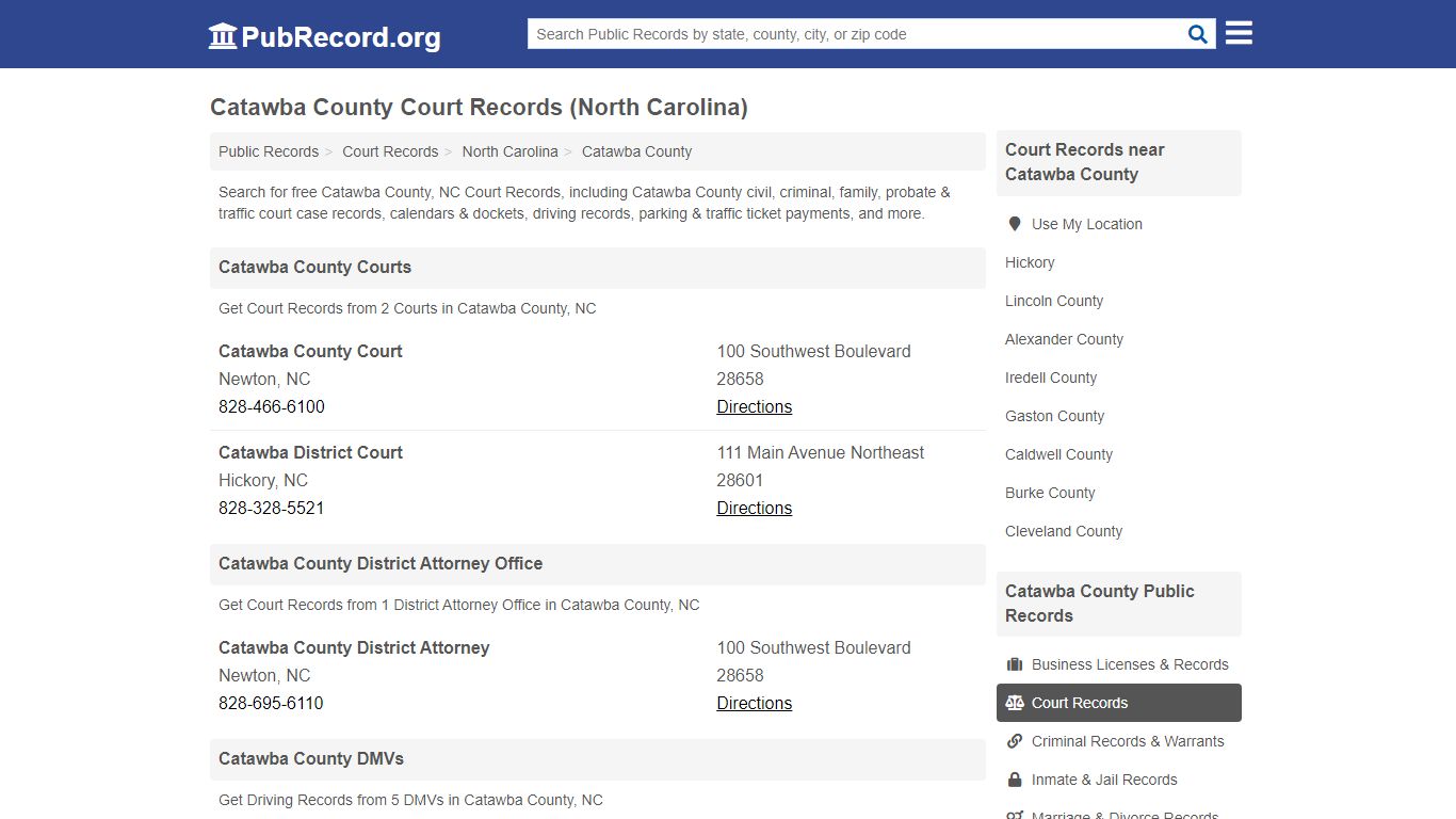 Catawba County Court Records (North Carolina) - PubRecord.org